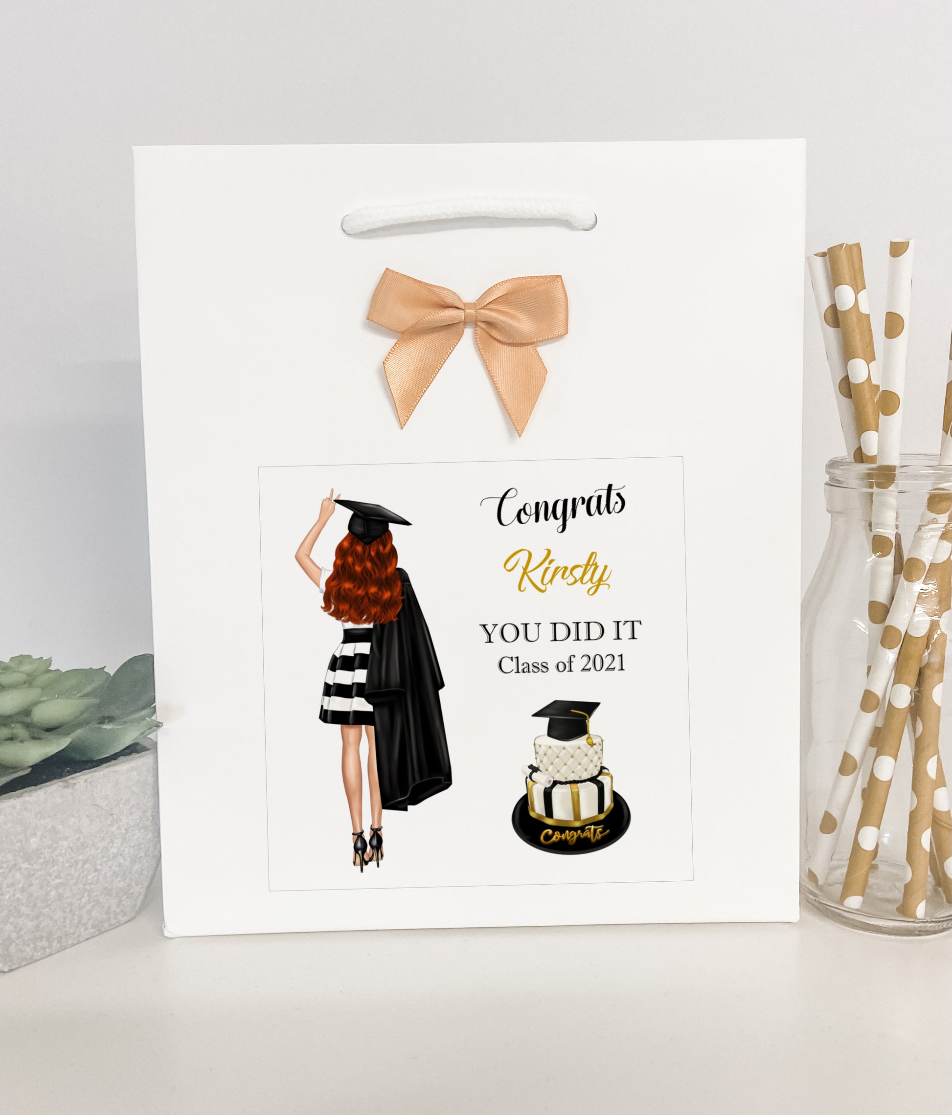 Personalised Congratulations on Your Graduation Gift Bag Female Girl Daughter Granddaughter Niece