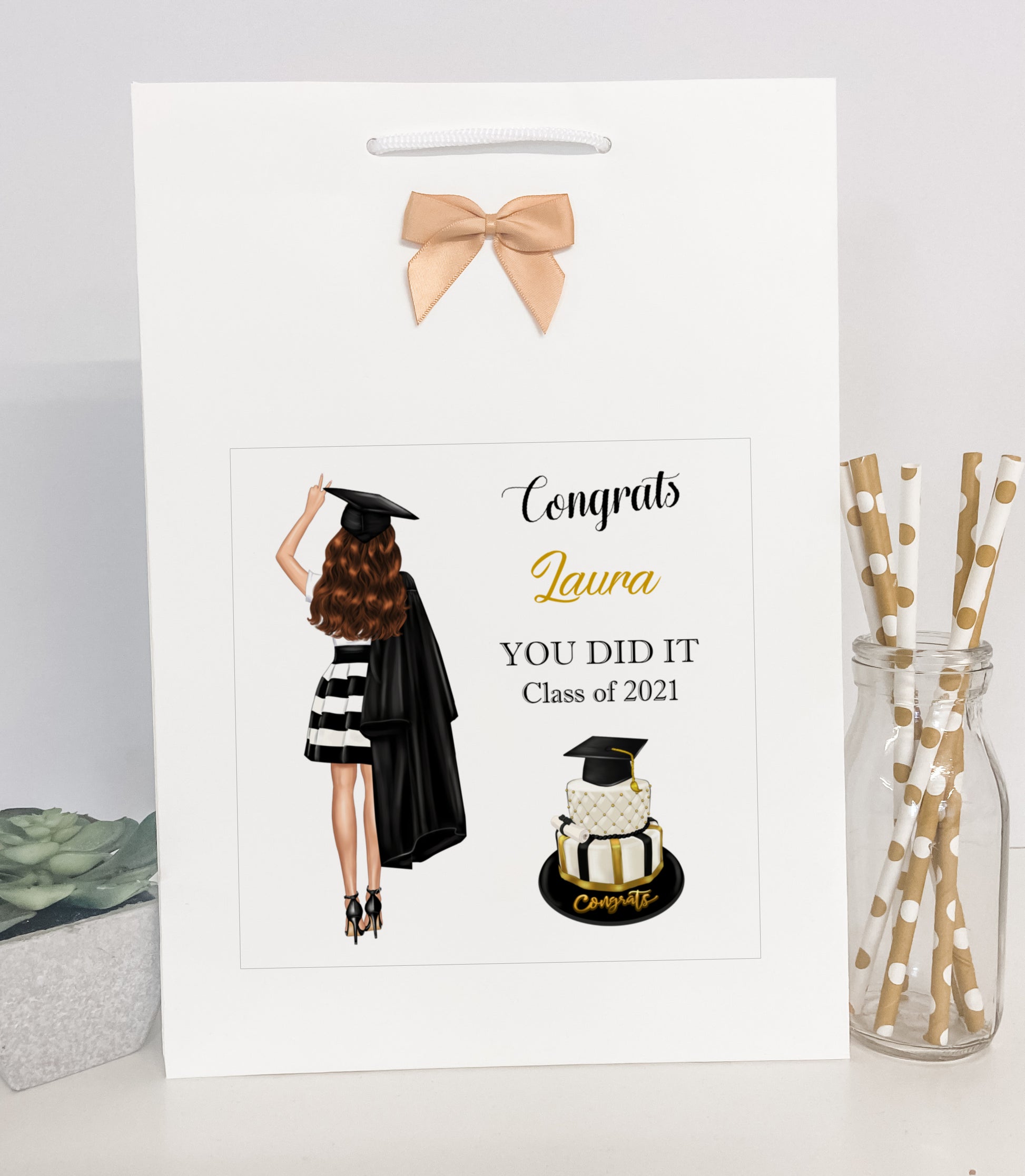 Personalised Congratulations on Your Graduation Gift Bag Female Girl Daughter Granddaughter Niece