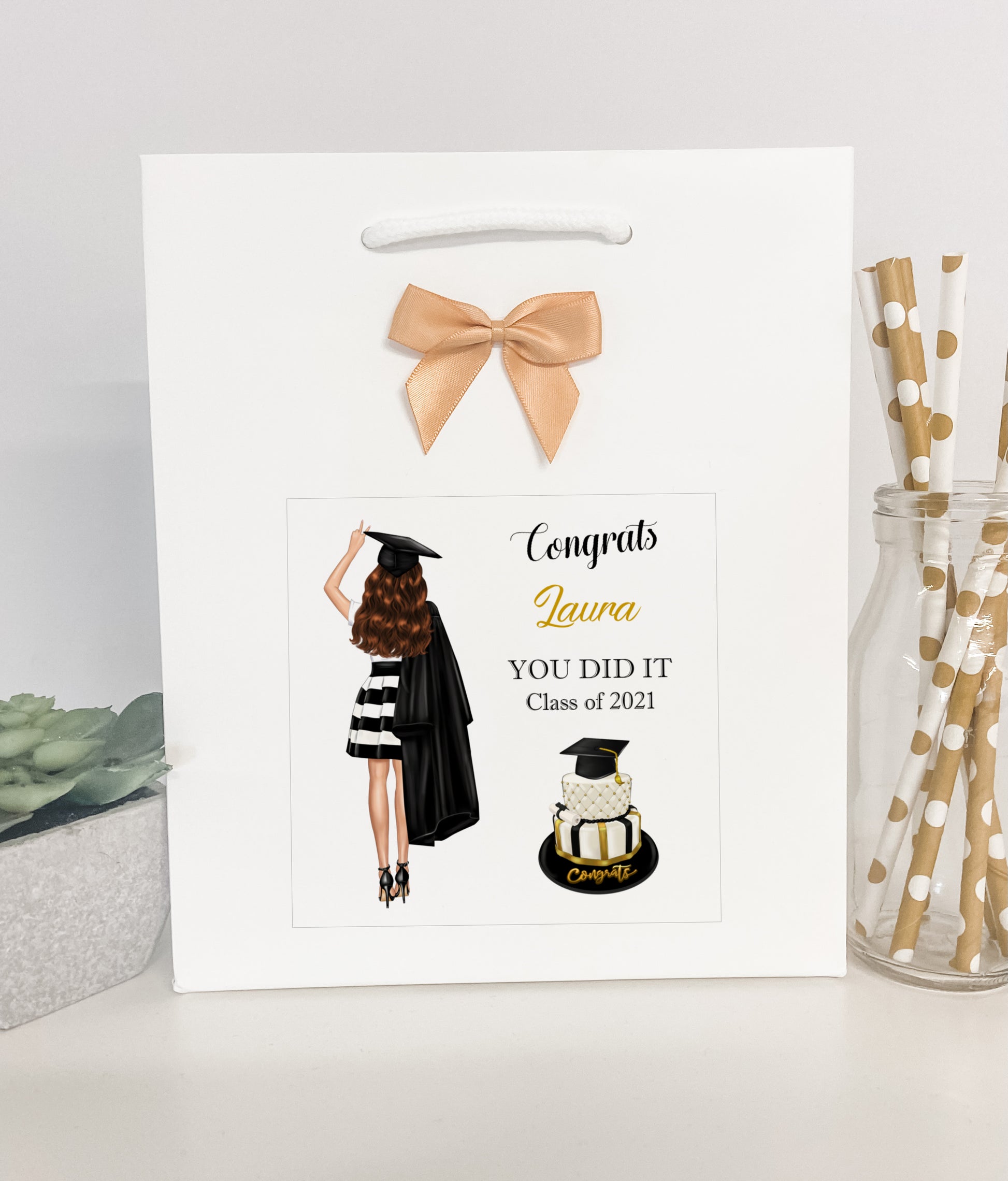 Personalised Congratulations on Your Graduation Gift Bag Female Girl Daughter Granddaughter Niece