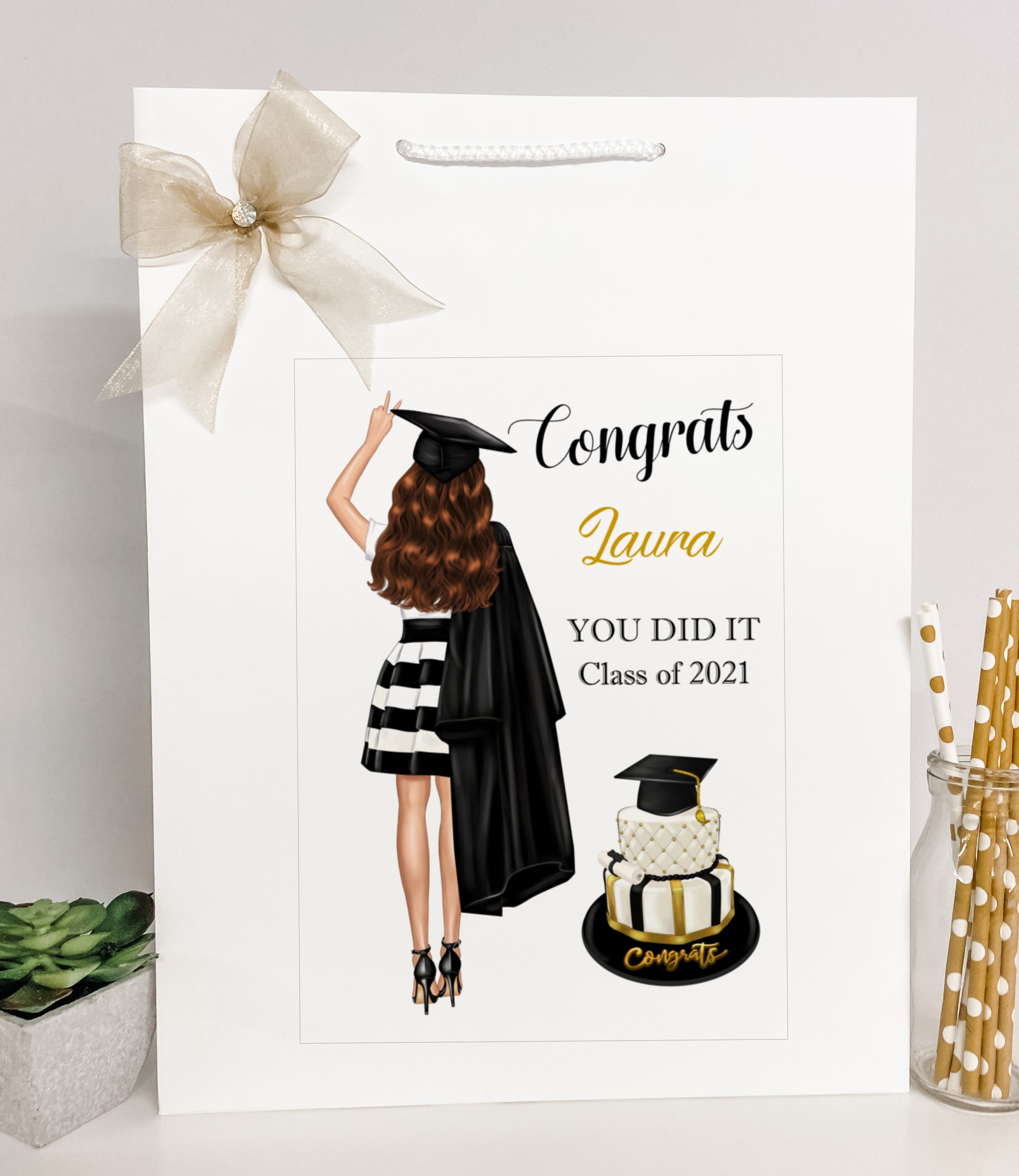 Personalised Congratulations on Your Graduation Gift Bag Female Girl Daughter Granddaughter Niece