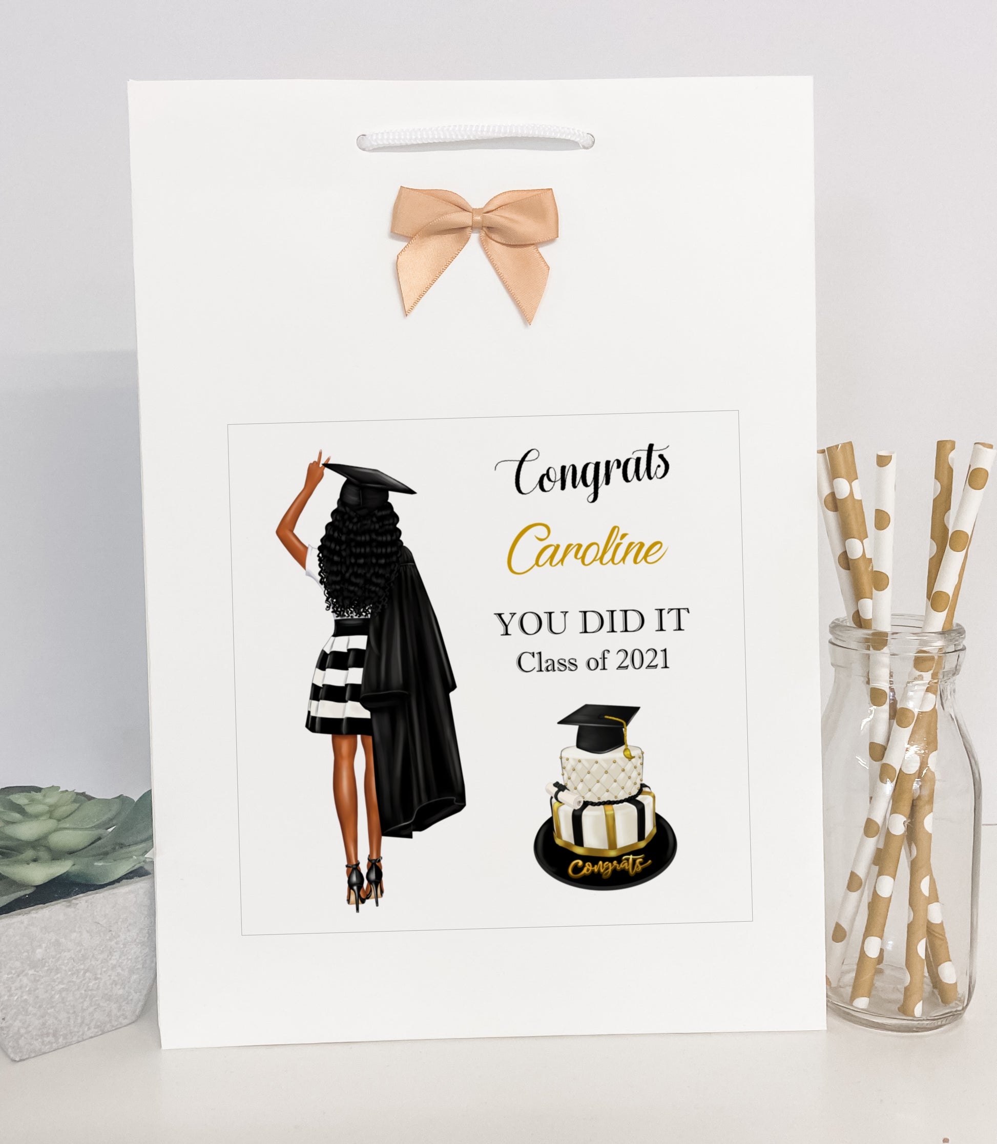 Personalised Congratulations on Your Graduation Gift Bag Female Girl Daughter Granddaughter Niece