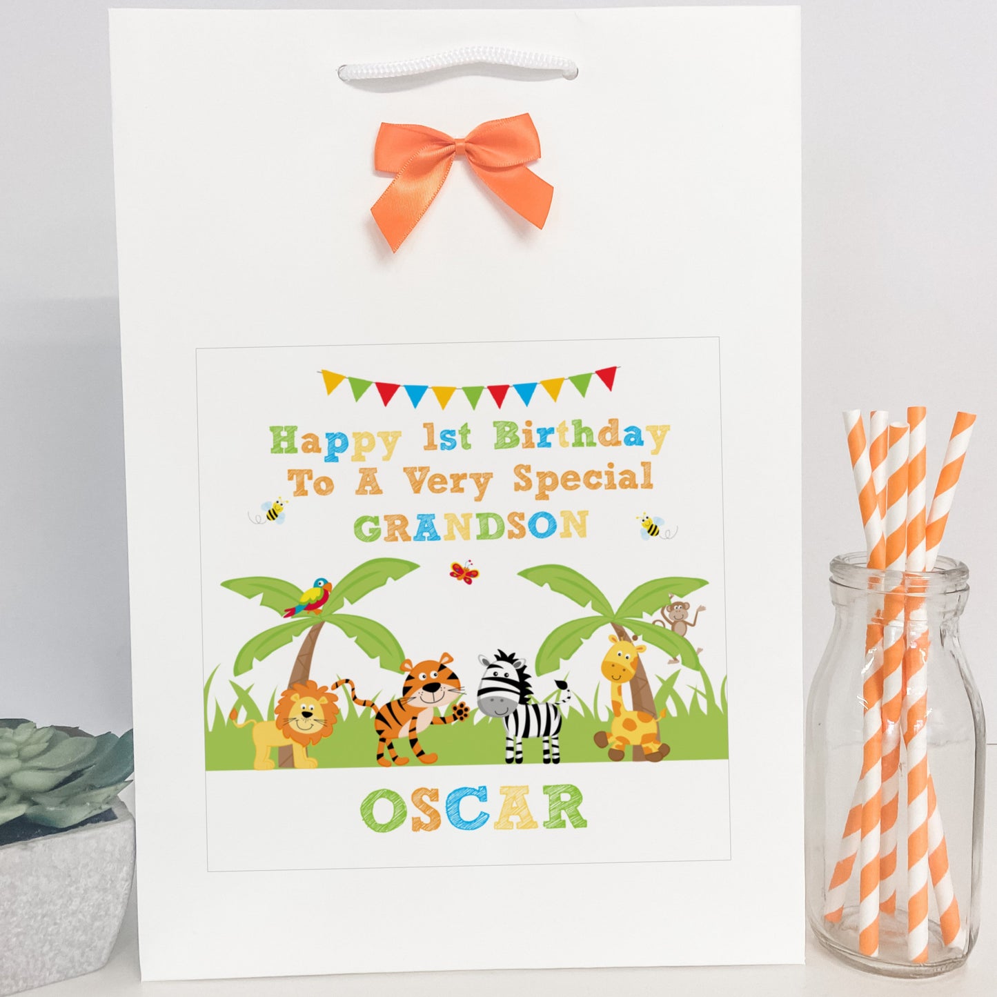 Personalised Birthday Gift Bag Jungle Animals