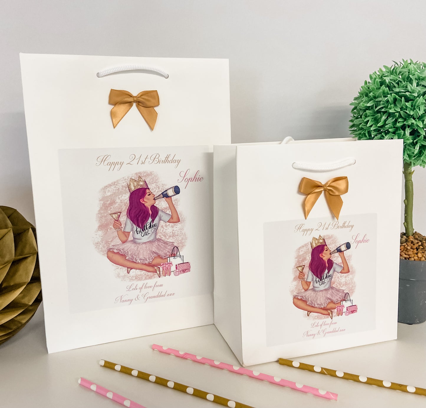 Personalised Birthday Gift Bag Birthday Girl Prosecco - 4 Hair Colour Options