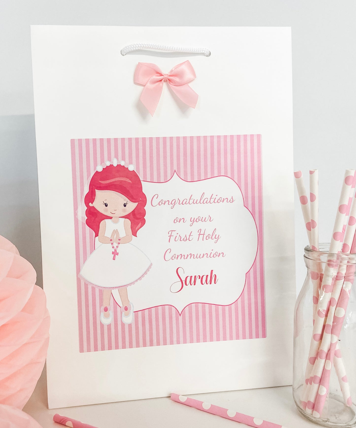 Personalised First Holy Communion Gift Bag - 4 Hair Colour Options