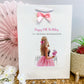 Personalised Girls Birthday Card Girl Pink Dress