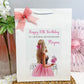 Personalised Girls Birthday Card Girl Pink Dress