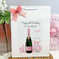 Personalised Birthday Card Floral Pink Champagne