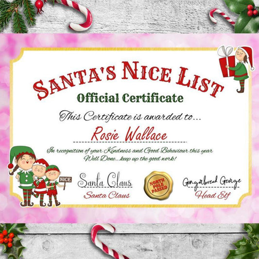 Personalised Santa Nice List Certificate For Christmas Eve Box