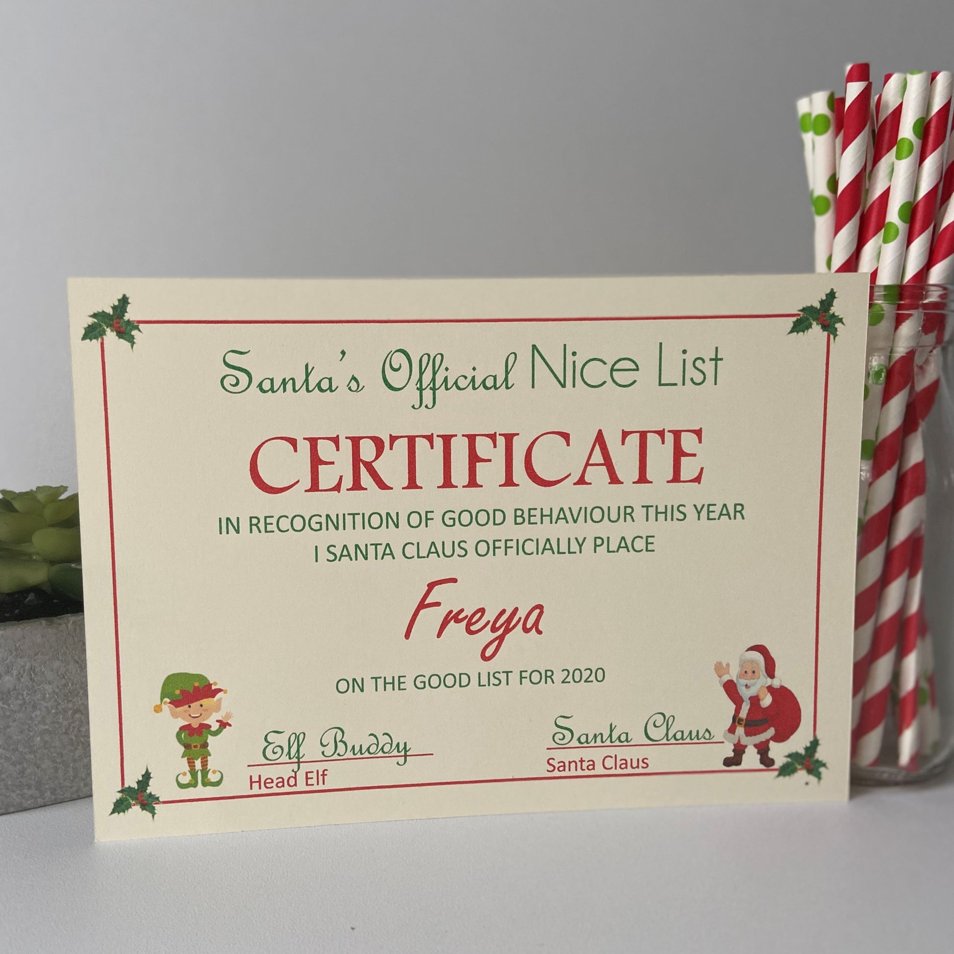 Personalised Santa Nice List Certificate For Christmas Eve Box