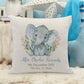 Personalised New Baby Cushion Watercolour Elephant Blue