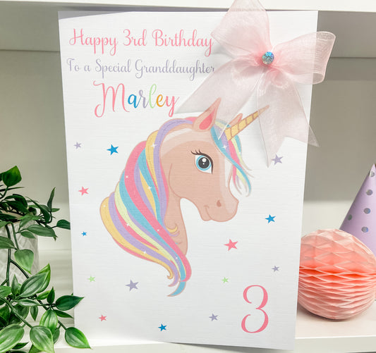 Personalised Unicorn Birthday Card