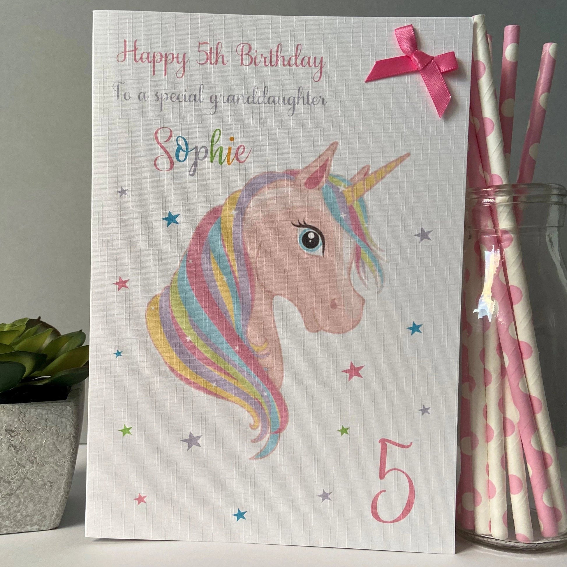 Large Personalised Handmade Unicorn Birthday Card