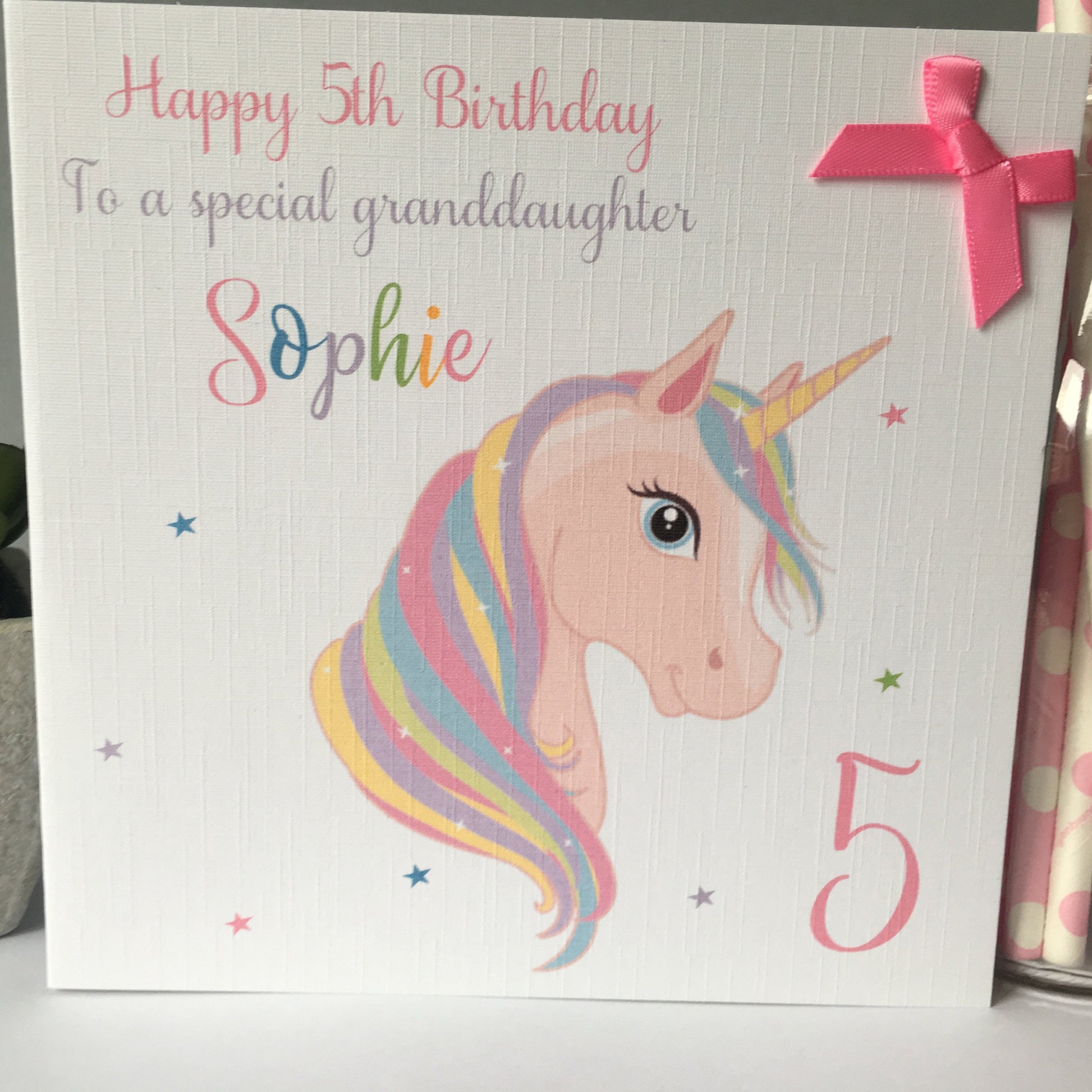Large Personalised Handmade Unicorn Birthday Card for girl for her granddaughter niece daughter