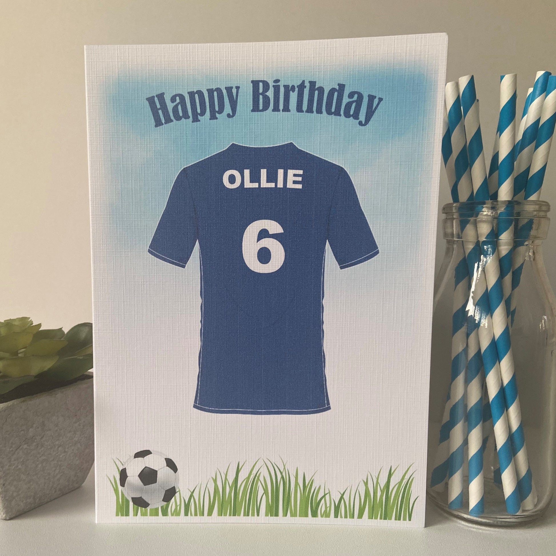 Personalised Birthday Card Football Shirt Boys Male