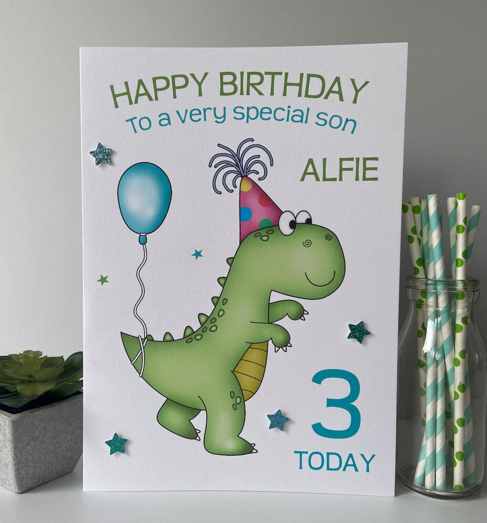 Personalised Birthday Card Dinosaur