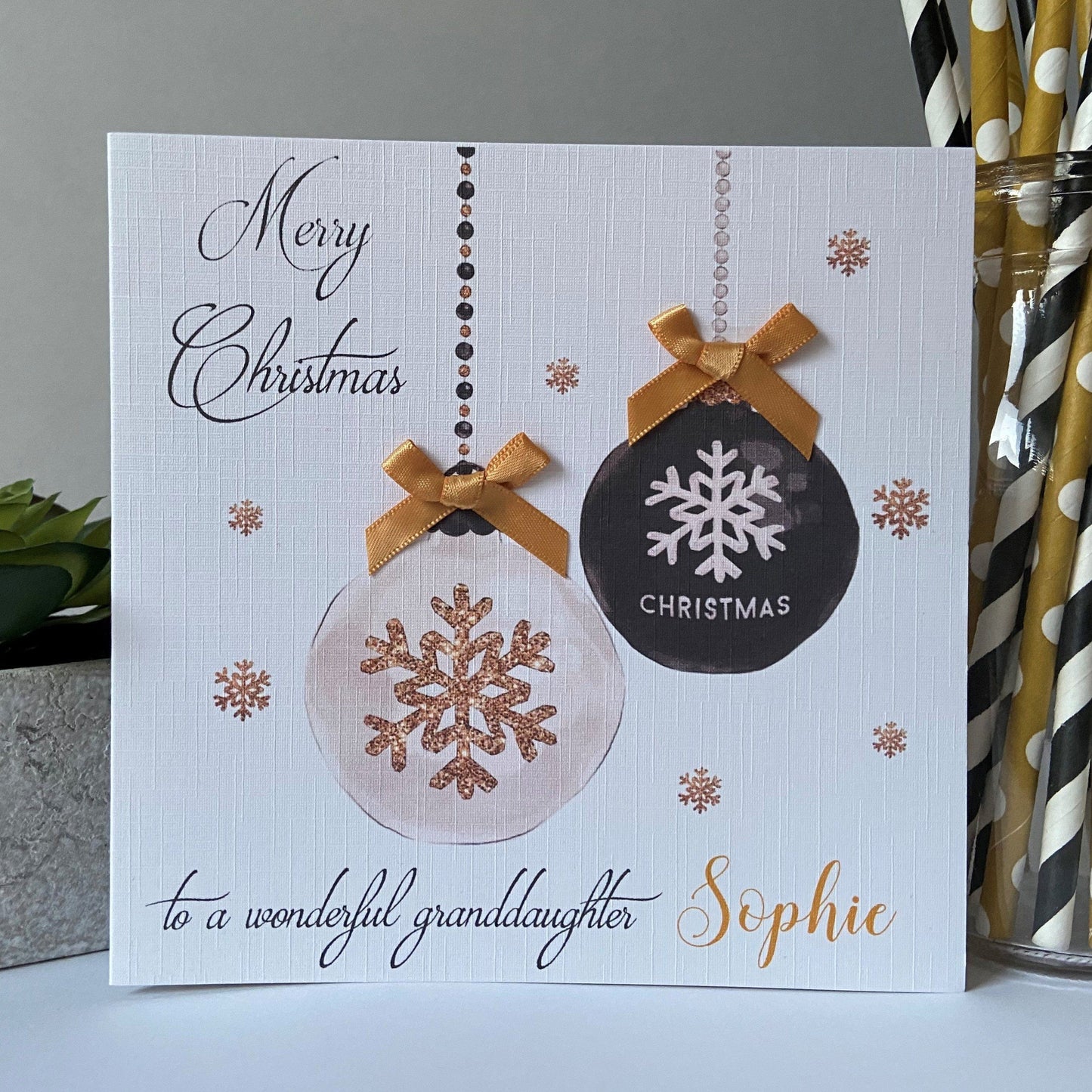 Personalised Handmade Christmas Baubles Card