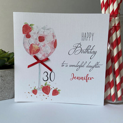 Personalised Handmade Birthday Card Gin Cocktail