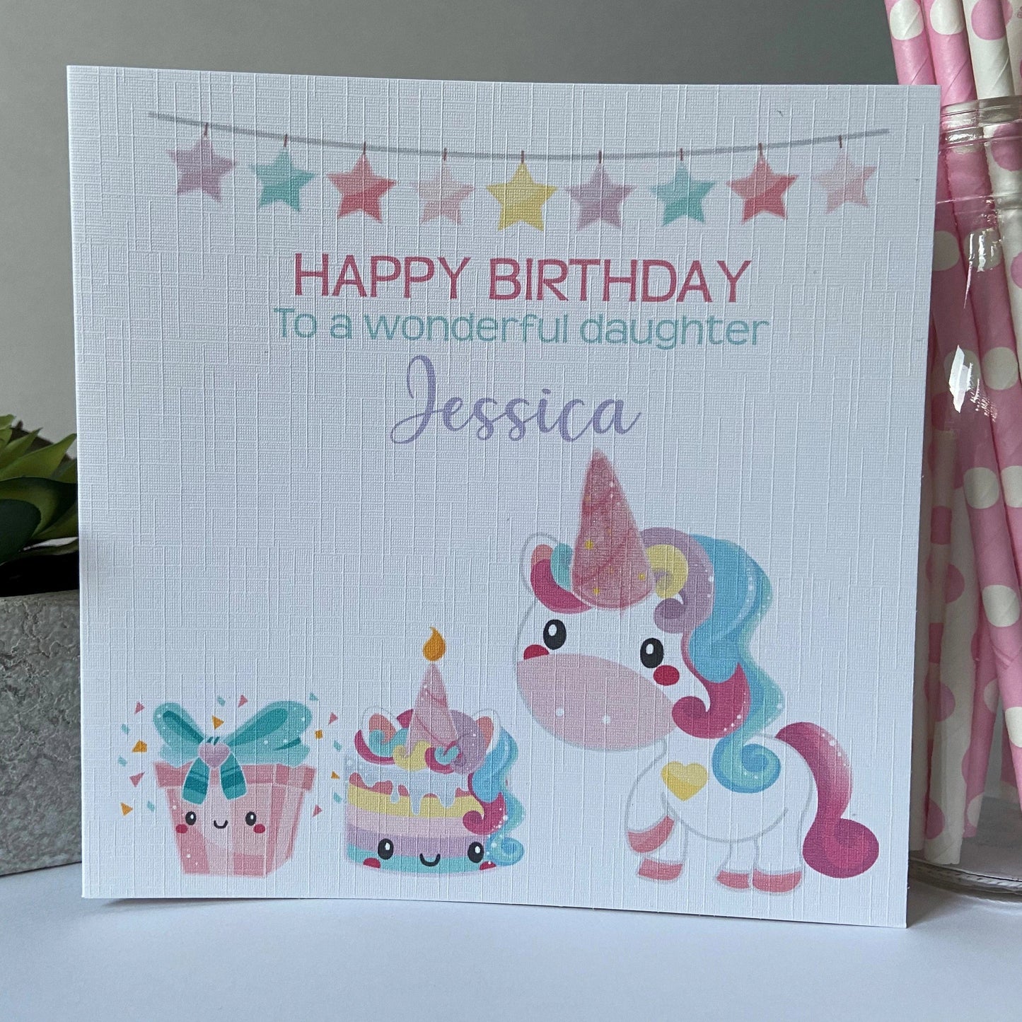 Personalised Girls Unicorn Birthday Card