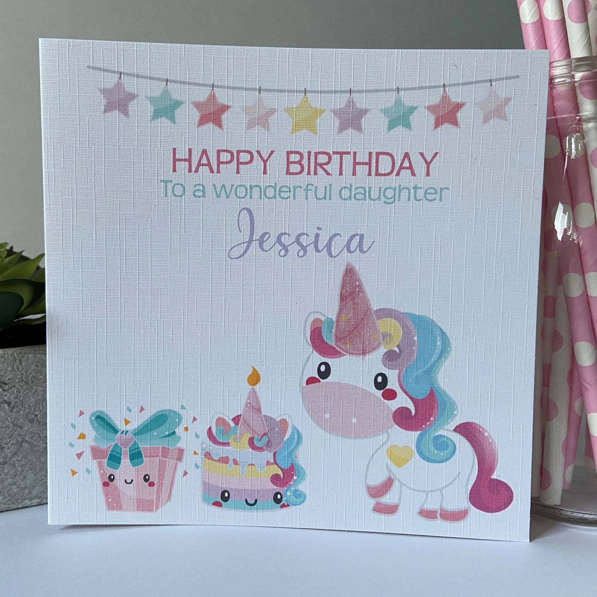 Personalised Girls Unicorn Birthday Card