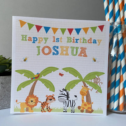 Personalised Birthday Card Jungle Animals