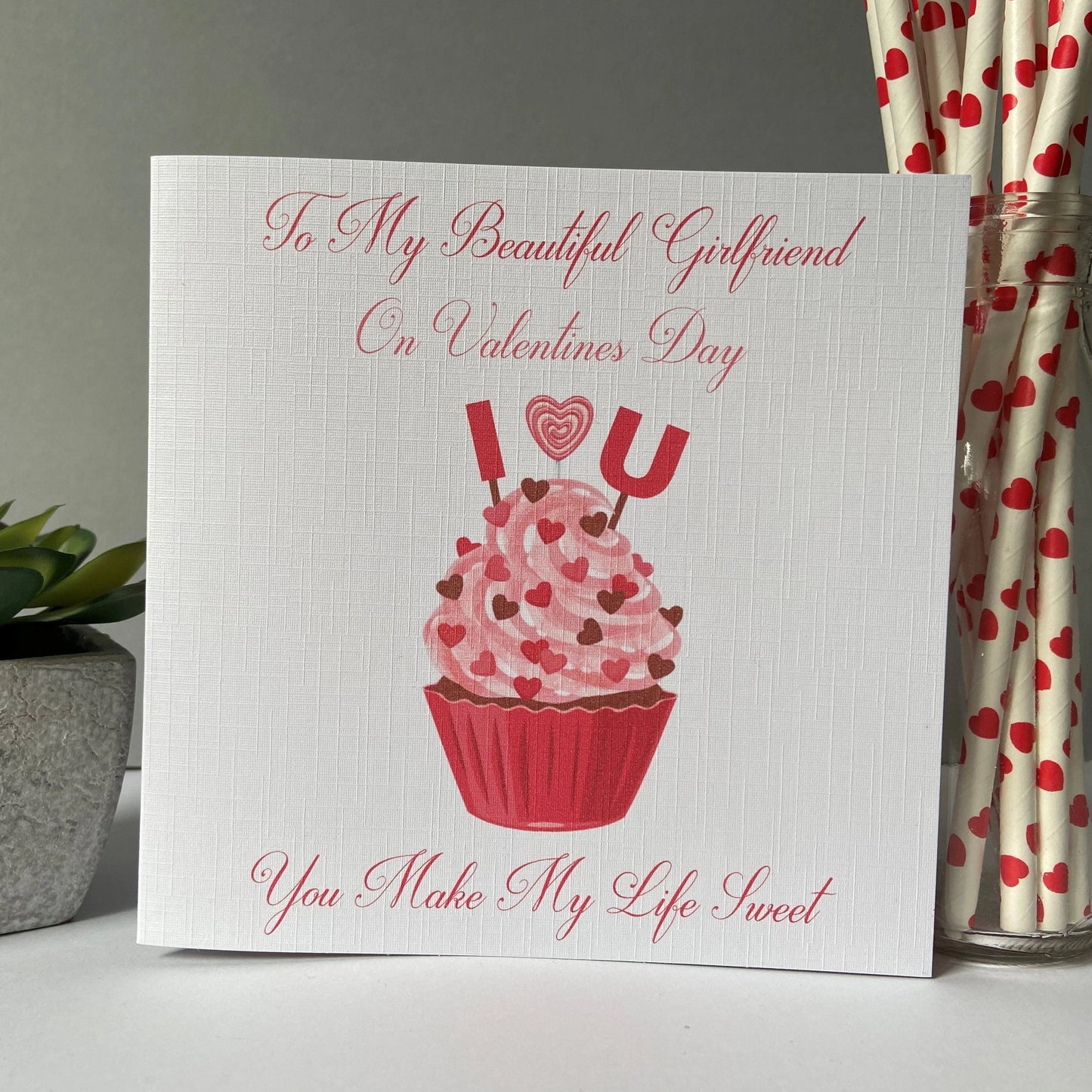 Personalised Valentine's Day Card Cupcake Girlfriend Wife