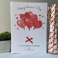 Personalised Valentine's Day Card Heart Balloons Wife Girlfriend Husband Boyfriend