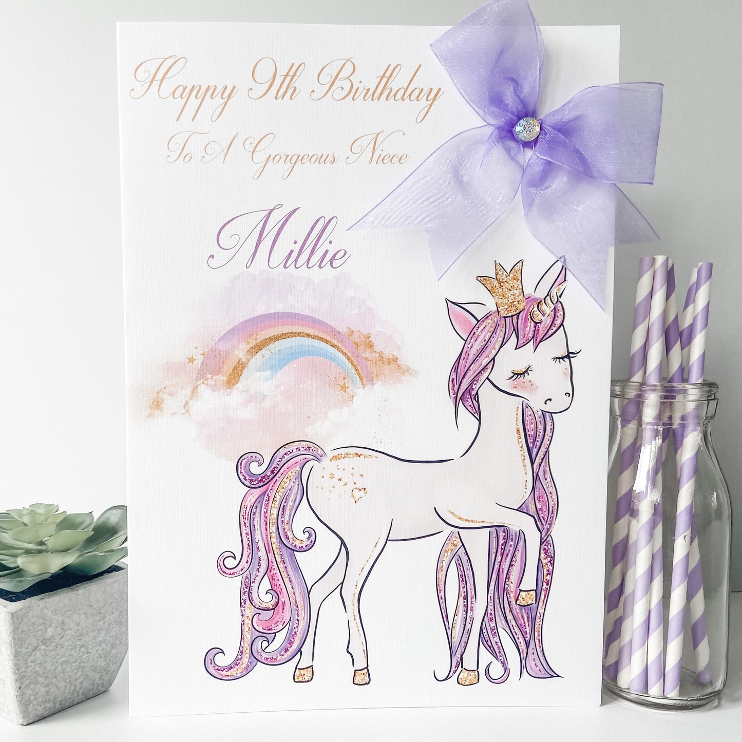 Large A4 Personalised Handmade Birthday Card Unicorn