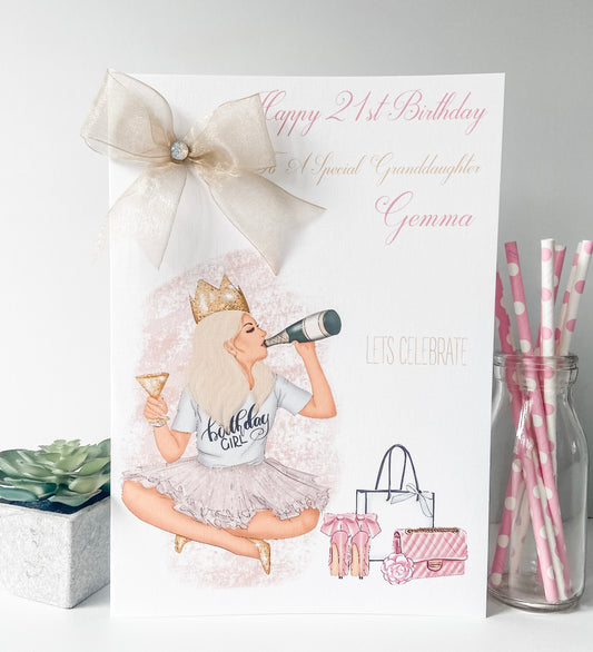 Large A4 Personalised Birthday Card Birthday Girl