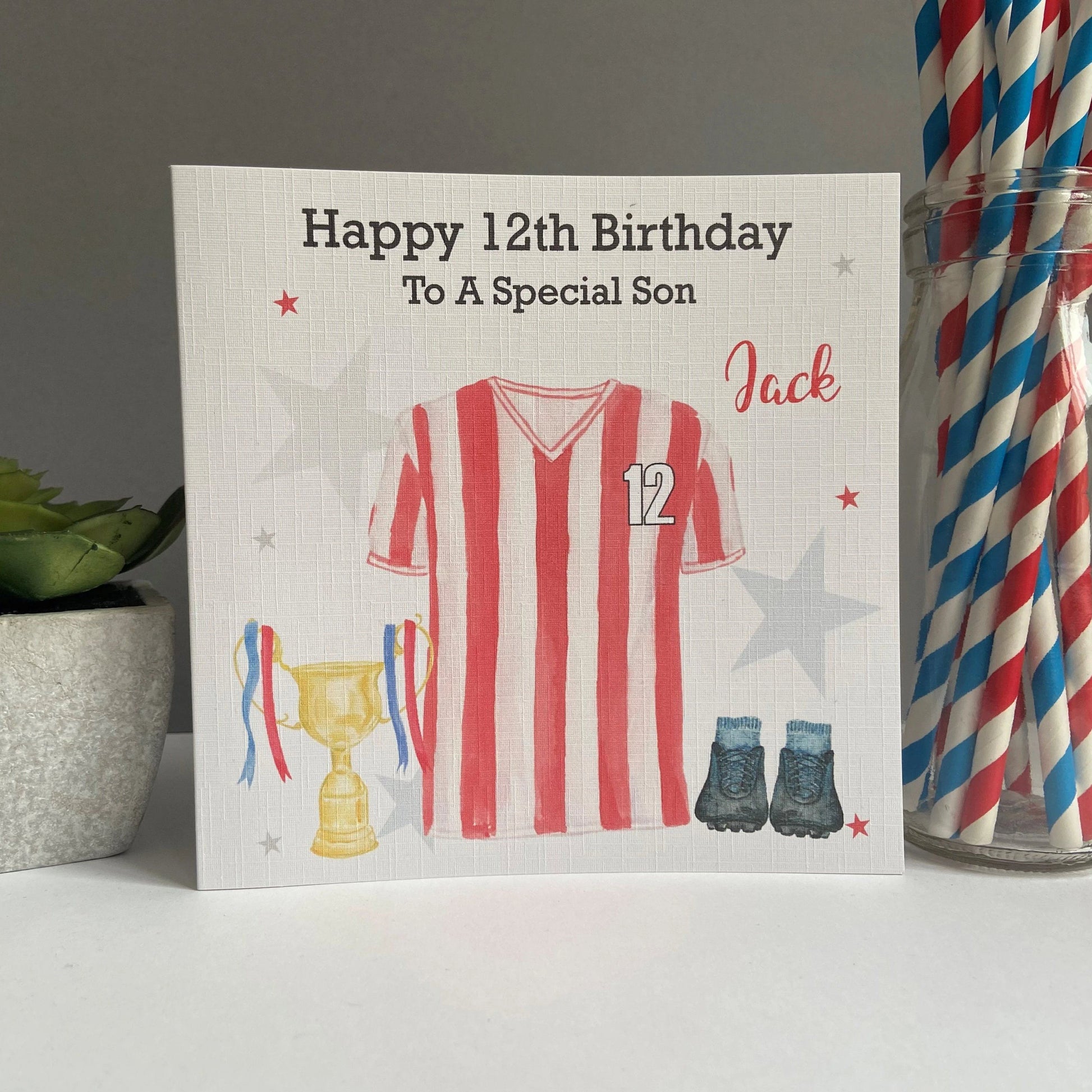 Personalised Birthday Card Football Shirt Son Teenager Boy Grandson Nephew