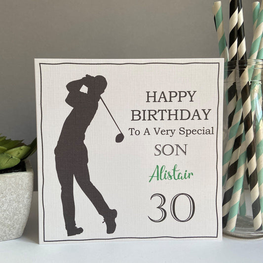 Personalised Male Birthday Card Golf