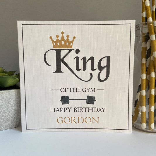 Personalised Handmade Male Birthday Card King of the Gym