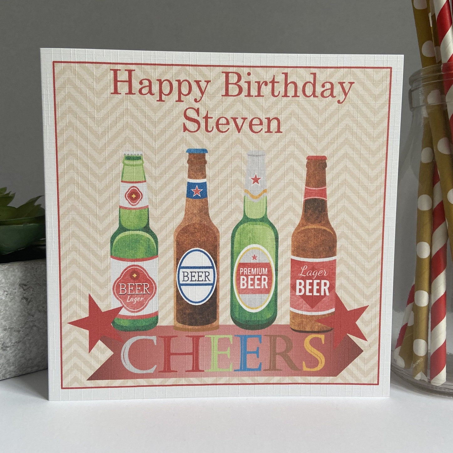 Personalised Male Birthday Card Beer Cheers