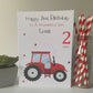 Personalised Birthday Card Red Tractor