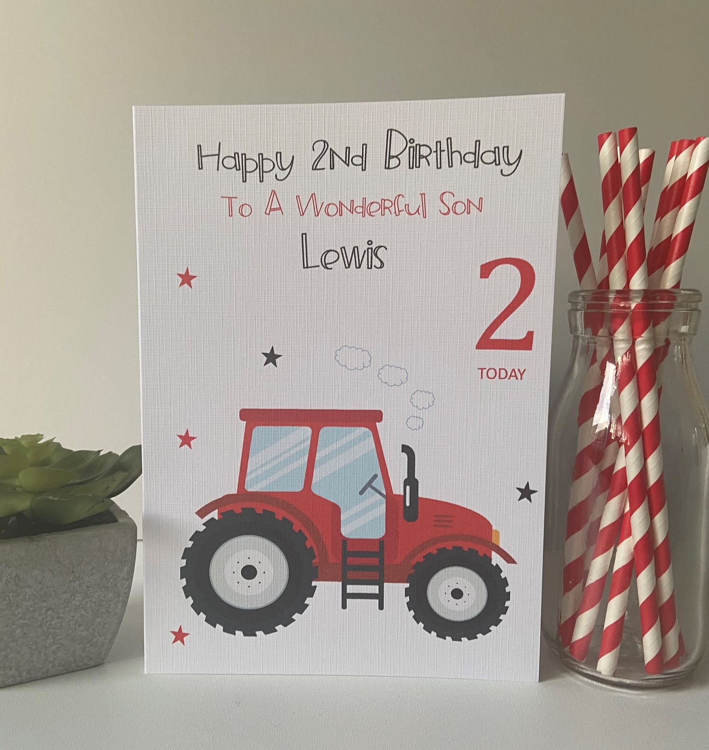 Personalised Birthday Card Red Tractor