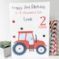 Personalised Birthday Card Red Tractor Boys Farming Luxury A4