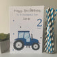 Personalised Birthday Card Blue Tractor