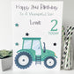 Personalised Birthday Card Green Tractor Luxury Large A4 Boys Farming 