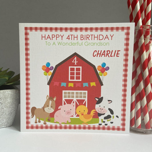 Personalised Birthday Card Farm Animals