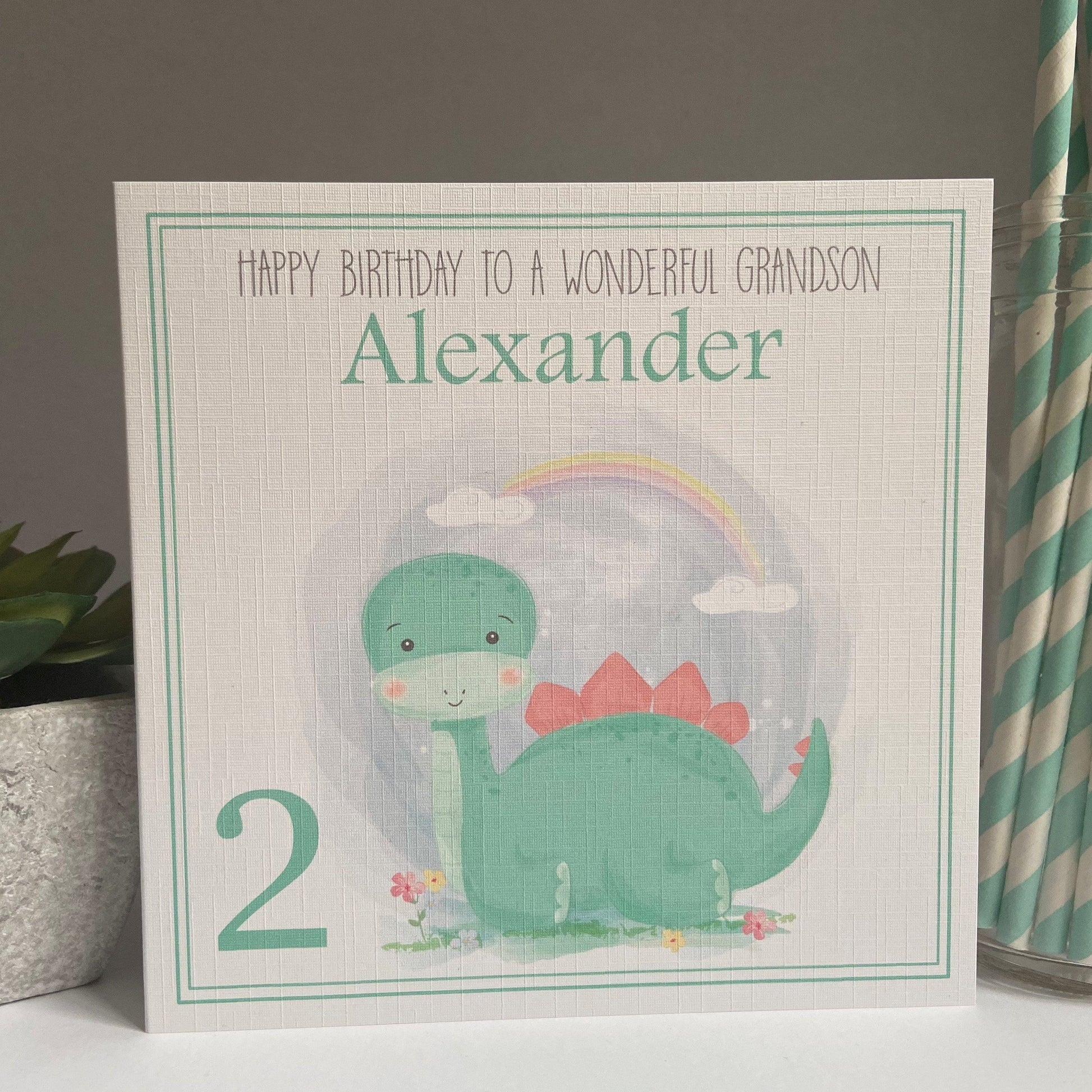 Personalised Birthday Card Dinosaur Son Grandson Nephew Godson, Daughter, Granddaughter, Niece