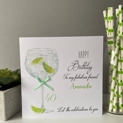 Personalised Handmade Birthday Card Gin Cocktail