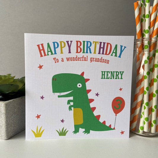 Personalised Birthday Card Dinosaur