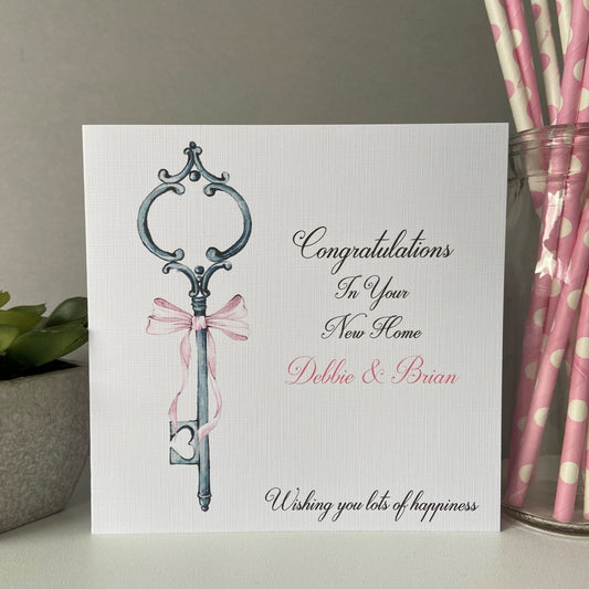 Personalised Congratulations New Home Card Rustic Key