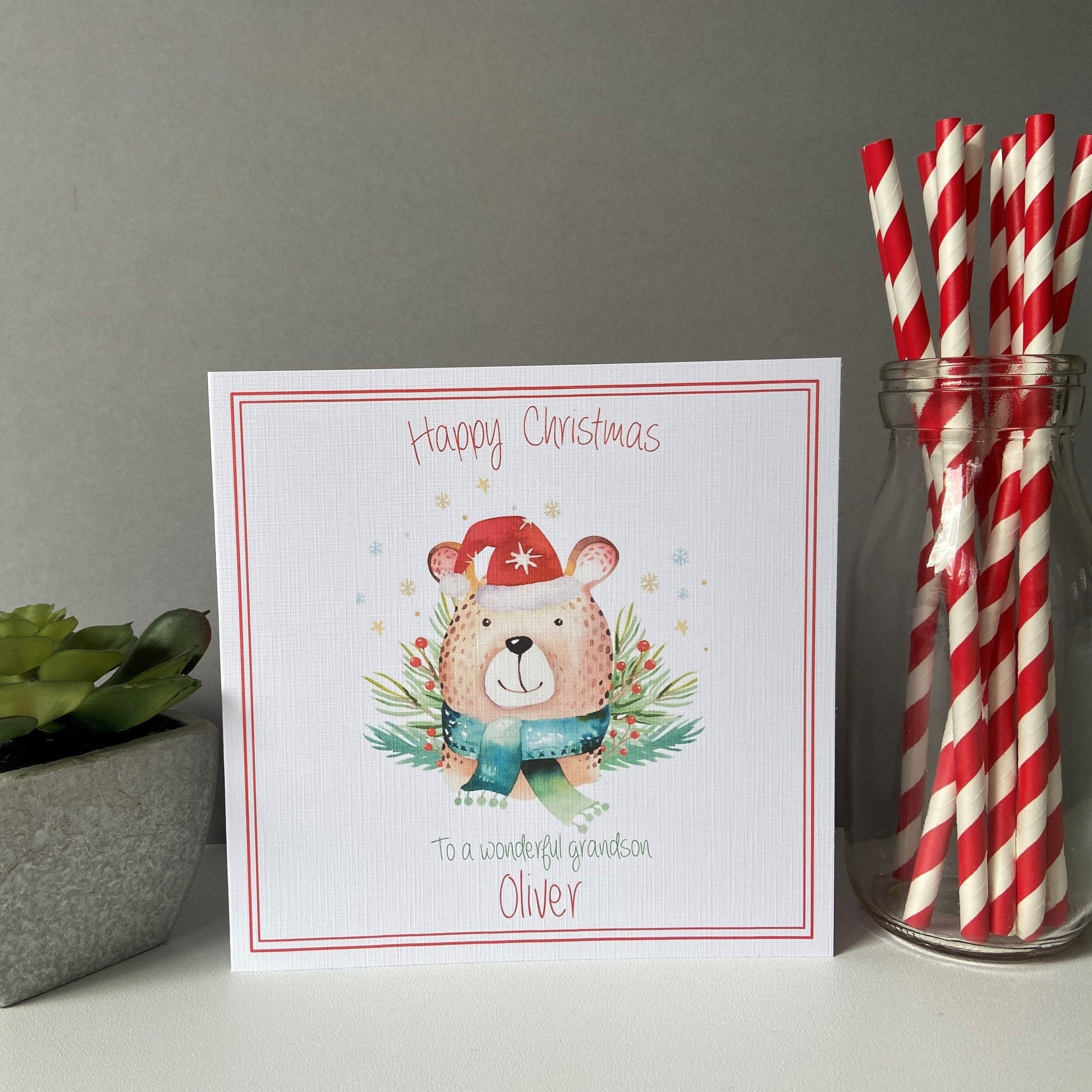 Personalised Christmas Card Bear