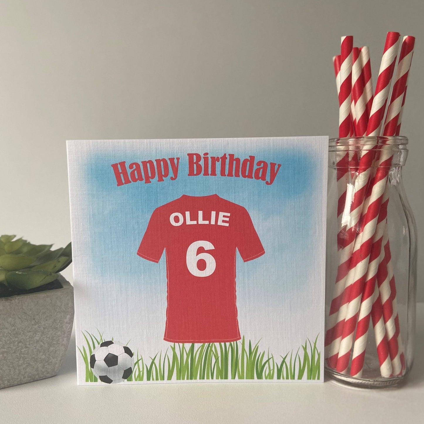Personalised Birthday Card Red Football Shirt