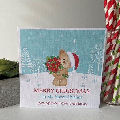 Personalised Christmas Card Teddy Bear