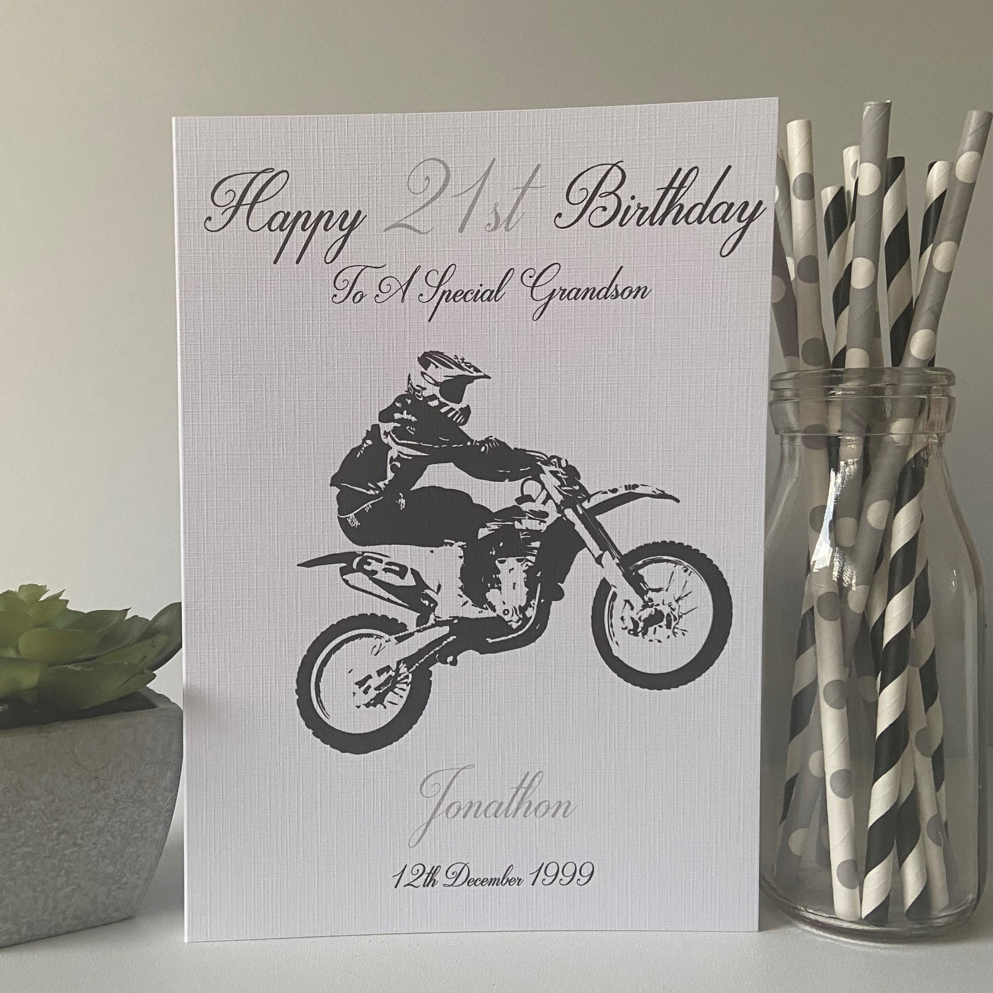 Personalised Birthday Card Dirt Bike Male Boy 21st 18th 17th 19th