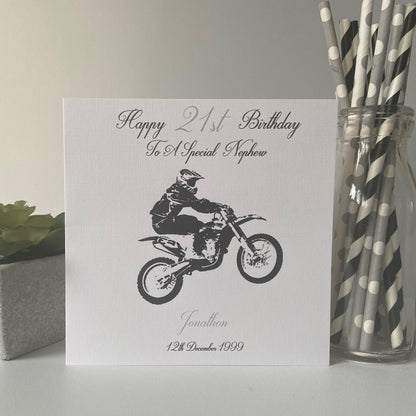 Personalised Birthday Card Dirt Bike Male Boy 21st 18th 17th 19th