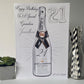 Personalised Handmade Birthday Card Silver Champagne Bottle Son Brother Husband Dad Grandson