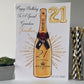 Personalised Birthday Card Gold Champagne Bottle