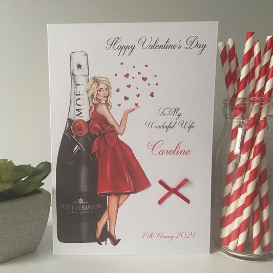 Personalised Handmade Valentine's Day Card Wife Girfriend